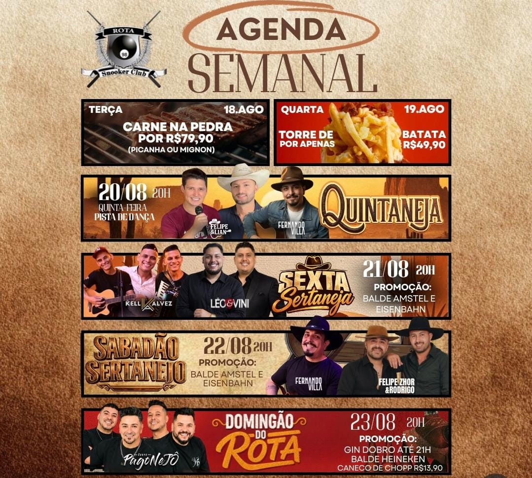 Programação semanal do Rota 98